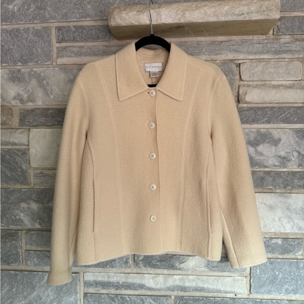 Petite Sophisticate 100% Wool Jacket | M | Cream